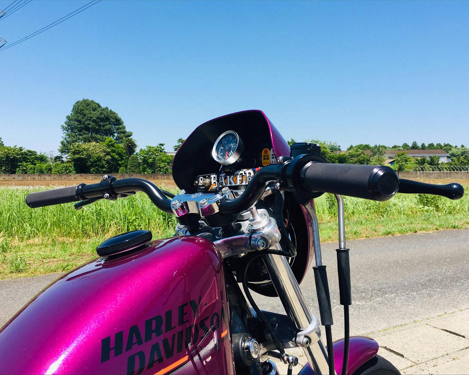 ソルボワ Harley Davidson ヘコミ有り ８ｉｎ スーパーライザーバーハンドル ブラック