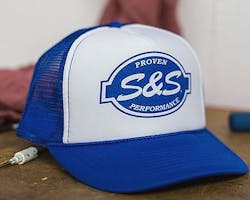 S&S オリジナルメッシュキャップ ホワイト/ブルー
